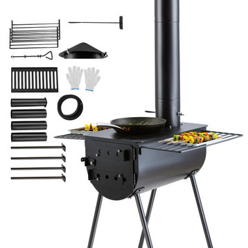 VEVOR Portable Wood Stove Camping Tent Stove for Outdoor w/ Pipe, 118in Alloy Steel