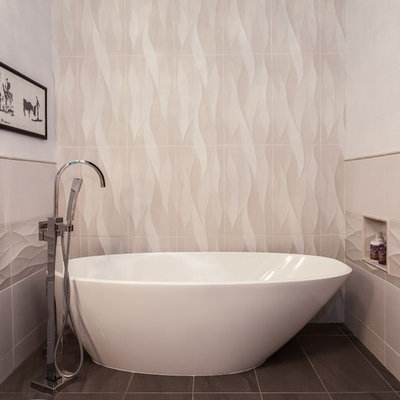 Mid-sized trendy home design photo in Denver