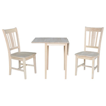 Small Drop Leaf Dining Table with 2 Splat Back Chairs