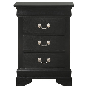 Louis Philippe 3-Drawer Nightstand (29 in. H x 21 in. W x 16 in. D), Black