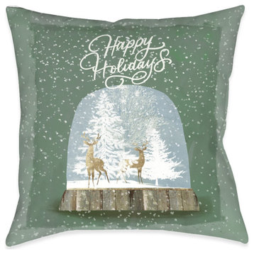 Winter Snow Globe Indoor Pillow, 18"x18"