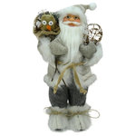Northlight - 12.5" Alpine Chic Beige and Gray Standing Santa With Snowshoes and Gift Bag - From the Alpine Chic Collection: