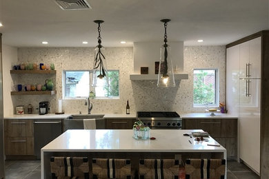 Example of a trendy kitchen design in New York