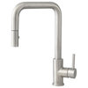 Single Handle Pull-Down Dual Mode Kitchen Faucet in Stainless Steel Brushed