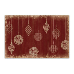 DDCG - Red Rustic Ornaments Canvas Wall Art, 36"x24" - Prints And Posters