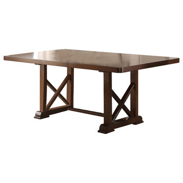 Dining Table with 18 Inches Leaf in Brown