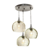 Lunar 3-Light Cascade Pendant No. 767, Clear Glass Shades