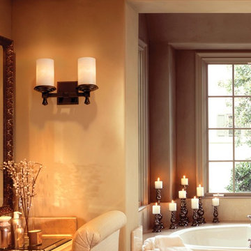 Clouds Deco Bath Bar, Cylinder With Flat Rim, Dark Bronze in Bathroom