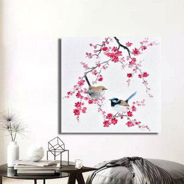 A Whisper of Spring, fairy wrens and cherry blossom