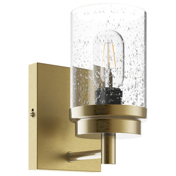 Modern Brass 1-Light Cylinder Bubble Glass Design Light