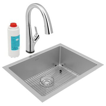 Crosstown 16G Stainless Steel 23.5"Undermount Sink Kit With Filtered Faucet