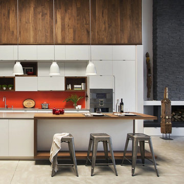 Select Walnut Plank Feature Wall - Kitchen