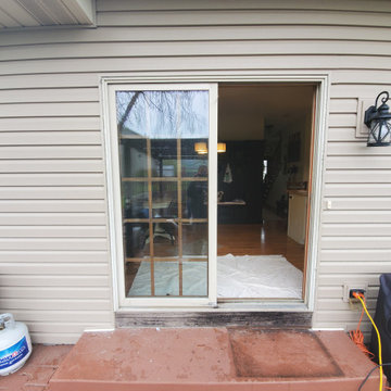 New custom sliding glass door installation in propgress