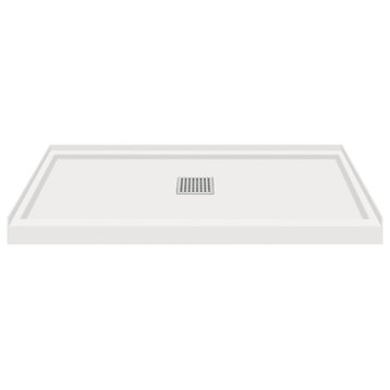 Transolid Linear 48"x32" Single Threshold Shower Base with a Center Drain, Grey