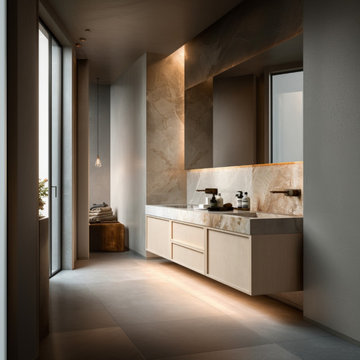 Bleached Oak Floating Bathroom Vanity | Slim Shaker Doors, Custom Sizes