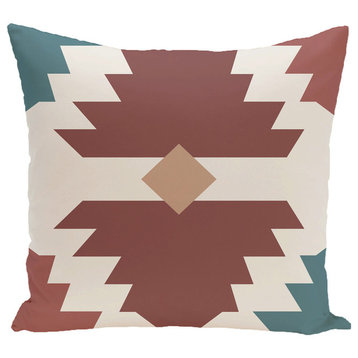 Mesa Geometric Print Pillow, Orange, 18"x18"
