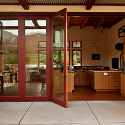 Custom Red Five-Panel Bi-Fold - Patio Doors