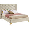 Barolo Velvet Upholstered Bed, Cream, Queen