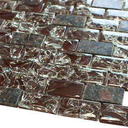 Dark Red Cleft Glass and Brown Granite Mosaic Tile - Home Accessories & Decor