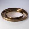 Luxe Round Embossed Metal Decorative Tray  Antiqued Brass Etched 24" Classic