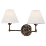 Hudson Valley Lighting - Hudson Valley LightinClassic No.1, 2 Light Wall Sconce, Bronze/Dark Brown - Choose from an Off-white pleated silk shade or matClassic No.1 2 Light Distressed Bronze Of *UL Approved: YES Energy Star Qualified: n/a ADA Certified: n/a  *Number of Lights: 2-*Wattage:60w E12 Candelabra Base bulb(s) *Bulb Included:No *Bulb Type:E12 Candelabra Base *Finish Type:Distressed Bronze