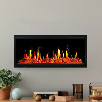 Latitude 45" Smart Electric Fireplace with Reflective Amber Glass