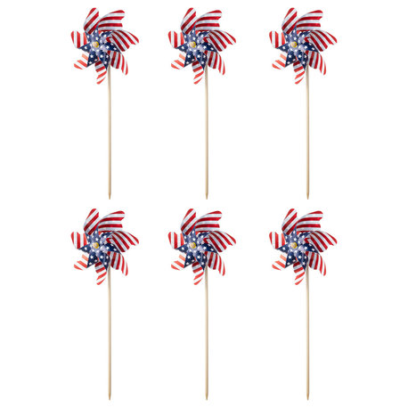 24"H Set of 6 Plastic Patriotic Windmills