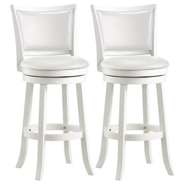 Woodgrove White Wash Bar Height Barstool With Leatherette Seat, Set of 2
