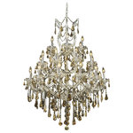 Elegant Lighting - Royal Cut Smoky Golden Teak Crystal Maria Theresa 28-Light - 2801 Maria Theresa Collection Large Hanging Fixture D38in H52in Lt:27+1 Chrome Finish (Royal Cut Golden Teak). Bring the beauty and passion of the Palace of Versailles into your home with this ageless classic. The Maria Theresa has been the gold standard f