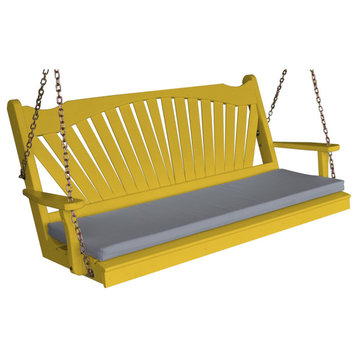 Pine Fanback Porch Swing, Canary Yellow, 4 Foot