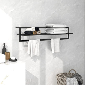 vidaXL Towel Rack Wall Mount Towel Holder for Bathroom and Lavatory Black Iron
