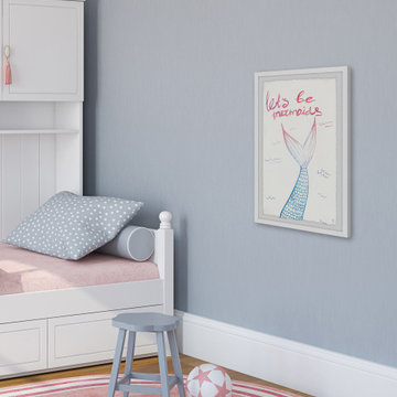 "Let's Be Mermaids III" Framed Painting Print