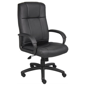 Scranton & Co Modern Vinyl High Back Executive Office Chair in Black