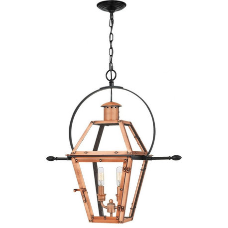 2 Light Outdoor Hanging Lantern-Aged Copper Finish - Outdoor Ceiling and