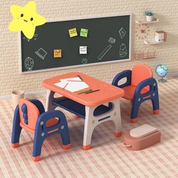 Kids Play Table and Chair 2 Chairs Set Plastic