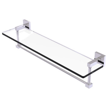 Montero 22" Glass Vanity Shelf with Integrated Towel Bar, Polished Chrome