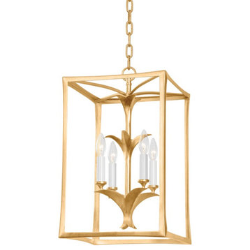 Bergamo 4-Light Lantern, Vintage Gold Leaf
