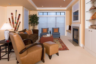 Example of a trendy living room design in Seattle