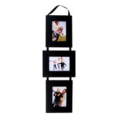 3 Opening Collage Picture Frame Set, Black Frames On Ribbon, 5"x7"