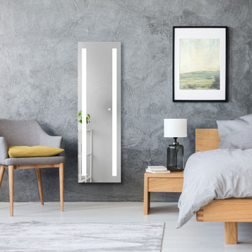 Modern bedroom with full length mirror