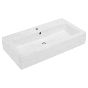 Voltaire Wide Rectangle Wall Hung Sink, Static Marble