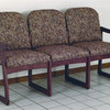 Solid Wood Office Sofa w Dark Red Mahogany Finish & Upholstered Seats, Earth Wat