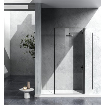 Home Living 35X76 Fixed Framed Shower Door, Matte Black