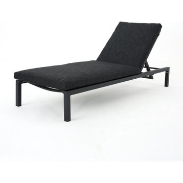 GDF Studio Nealie Outdoor Mesh Aluminum Frame Chaise Lounge With Cushion, Single