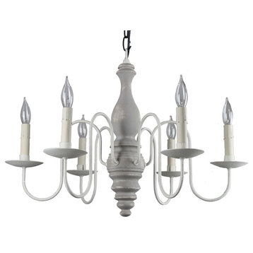 Katie's Anderson House Wood Chandelier in Farmhouse Parchment and Putty