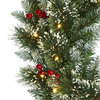 24" Frosted Swiss Pine Artificial Wreath With 35 Clear LED Lights and Berries