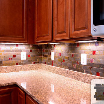 Rusty Slate Subway Mosaic Red Glass Kitchen Backsplash Tile