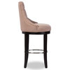 Harmony and Button-Tufted Beige Fabric Bar Stool and Metal Footrest