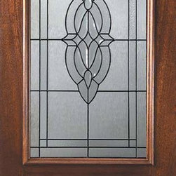 Prehung Single Door 80 Wood Mahogany Princeton Arch Lite Glass - Front Doors