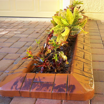 terra cotta curb coat (shiny finish) with basketweave design and rustic brown be